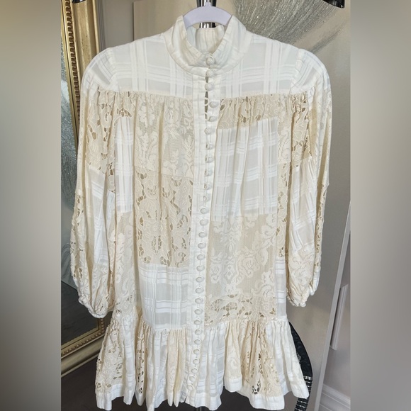 Zimmermann | Dresses | Zimmermann Cream Lace Mini Dress | Poshmark
